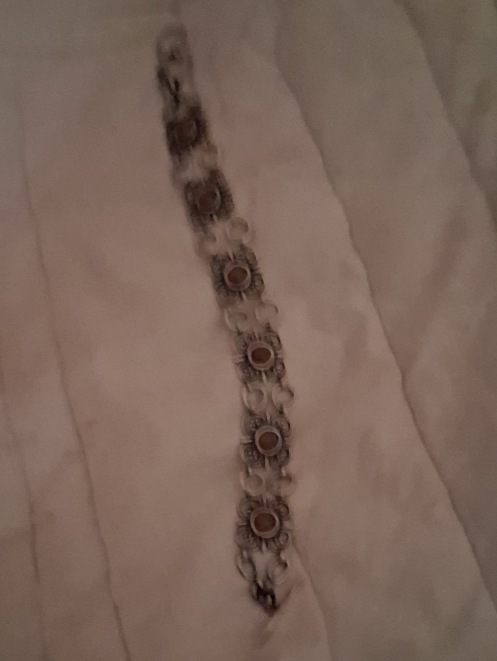 Passage to Isreal adjustable Sterling Silver Braclet with Rhodchrosite Stones